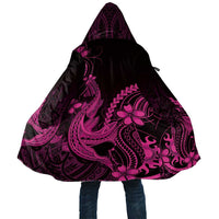 Pink Black Aloha Hawaii Cloak Polynesian Shark Tattoo With Plumeria - Polynesian Pride