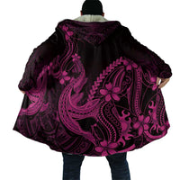 Pink Black Aloha Hawaii Cloak Polynesian Shark Tattoo With Plumeria - Polynesian Pride