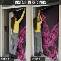 Pink Black Aloha Hawaii Door Cover Polynesian Shark Tattoo With Plumeria - Polynesian Pride