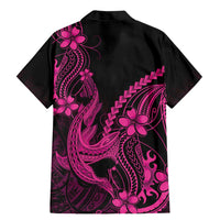 Pink Black Aloha Hawaii Family Matching Mermaid Dress and Hawaiian Shirt Polynesian Shark Tattoo With Plumeria - Polynesian Pride