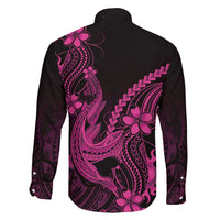 Pink Black Aloha Hawaii Family Matching Mermaid Dress and Hawaiian Shirt Polynesian Shark Tattoo With Plumeria LT14 - Polynesian Pride