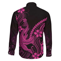 Pink Black Aloha Hawaii Family Matching Summer Maxi Dress and Hawaiian Shirt Polynesian Shark Tattoo With Plumeria LT14 - Polynesian Pride