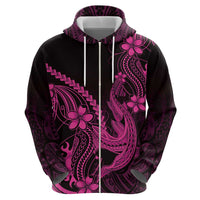 Pink Black Aloha Hawaii Hoodie Polynesian Shark Tattoo With Plumeria - Polynesian Pride