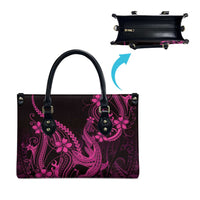 Pink Black Aloha Hawaii Leather Bag Polynesian Shark Tattoo With Plumeria - Polynesian Pride