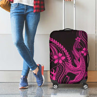 Pink Black Aloha Hawaii Luggage Cover Polynesian Shark Tattoo With Plumeria - Polynesian Pride