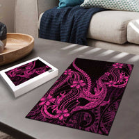 Pink Black Aloha Hawaii Puzzle Polynesian Shark Tattoo With Plumeria - Polynesian Pride