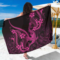 Pink Black Aloha Hawaii Sarong Polynesian Shark Tattoo With Plumeria - Polynesian Pride