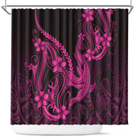 Pink Black Aloha Hawaii Shower Curtain Polynesian Shark Tattoo With Plumeria - Polynesian Pride