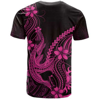 Pink Black Aloha Hawaii T Shirt Polynesian Shark Tattoo With Plumeria - Polynesian Pride