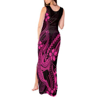 Pink Black Aloha Hawaii Tank Maxi Dress Polynesian Shark Tattoo With Plumeria - Polynesian Pride