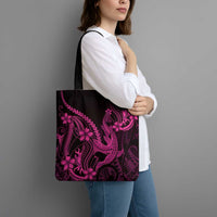 Pink Black Aloha Hawaii Tote Bag Polynesian Shark Tattoo With Plumeria - Polynesian Pride