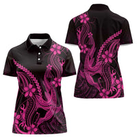 Pink Black Aloha Hawaii Women Polo Shirt Polynesian Shark Tattoo With Plumeria LT14 - Polynesian Pride