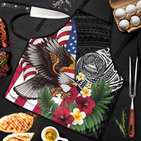 United States and American Samoa Apron USA Flag Eagle With Seal Tropical Flowers