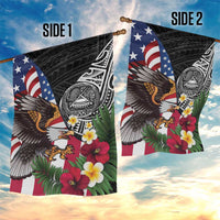 United States and American Samoa Garden Flag USA Flag Eagle With Seal Tropical Flowers