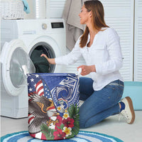 United States and Northern Mariana Islands Laundry Basket USA Flag Eagle CNMI Latte Stone Tropical Flowers LT14 - Polynesian Pride
