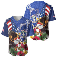 United States and Northern Mariana Islands Baseball Jersey USA Flag Eagle CNMI Latte Stone Tropical Flowers