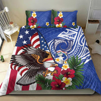 United States and Northern Mariana Islands Bedding Set USA Flag Eagle CNMI Latte Stone Tropical Flowers
