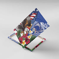 United States and Northern Mariana Islands Canvas Wall Art USA Flag Eagle CNMI Latte Stone Tropical Flowers