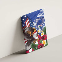 United States and Northern Mariana Islands Canvas Wall Art USA Flag Eagle CNMI Latte Stone Tropical Flowers