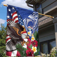 United States and Northern Mariana Islands Garden Flag USA Flag Eagle CNMI Latte Stone Tropical Flowers LT14 - Polynesian Pride