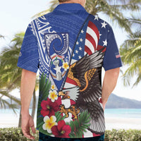 United States and Northern Mariana Islands Hawaiian Shirt USA Flag Eagle CNMI Latte Stone Tropical Flowers