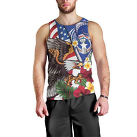 United States and Northern Mariana Islands Men Tank Top USA Flag Eagle CNMI Latte Stone Tropical Flowers