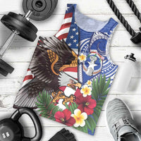 United States and Northern Mariana Islands Men Tank Top USA Flag Eagle CNMI Latte Stone Tropical Flowers