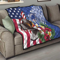 United States and Northern Mariana Islands Quilt USA Flag Eagle CNMI Latte Stone Tropical Flowers