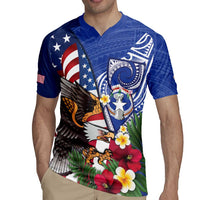 United States and Northern Mariana Islands Rugby Jersey USA Flag Eagle CNMI Latte Stone Tropical Flowers