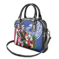 United States and Northern Mariana Islands Shoulder Handbag USA Flag Eagle CNMI Latte Stone Tropical Flowers