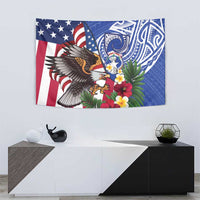 United States and Northern Mariana Islands Tapestry USA Flag Eagle CNMI Latte Stone Tropical Flowers LT14 - Polynesian Pride