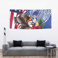 United States and Northern Mariana Islands Tapestry USA Flag Eagle CNMI Latte Stone Tropical Flowers LT14 - Polynesian Pride