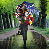 United States and Northern Mariana Islands Umbrella USA Flag Eagle CNMI Latte Stone Tropical Flowers LT14 - Polynesian Pride