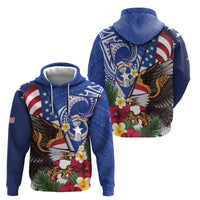 United States and Northern Mariana Islands Zip Hoodie USA Flag Eagle CNMI Latte Stone Tropical Flowers