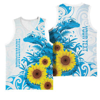 New Zealand Autism Awareness Month Basketball Jersey Takiwatanga Maori Lizard With Sunflower - Polynesian Pride