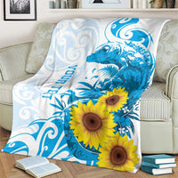 New Zealand Autism Awareness Month Blanket Takiwatanga Maori Lizard With Sunflower