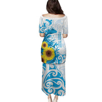 New Zealand Autism Awareness Month Family Matching Puletasi and Hawaiian Shirt Takiwatanga Maori Lizard With Sunflower