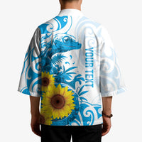 New Zealand Autism Awareness Month Kimono Takiwatanga Maori Lizard With Sunflower - Polynesian Pride