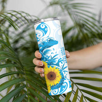 New Zealand Autism Awareness Month Skinny Tumbler Takiwatanga Maori Lizard With Sunflower