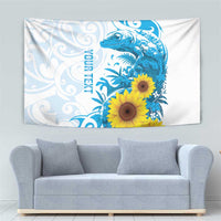 New Zealand Autism Awareness Month Tapestry Takiwatanga Maori Lizard With Sunflower