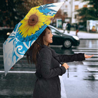New Zealand Autism Awareness Month Umbrella Takiwatanga Maori Lizard With Sunflower - Polynesian Pride