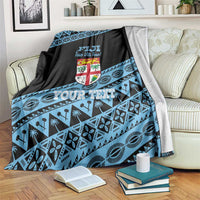 Fiji Rugby 2025 Custom Blanket Fijian Tapa Toso Viti Toso - Black