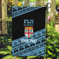 Fiji Rugby 2025 Custom Garden Flag Fijian Tapa Toso Viti Toso - Black