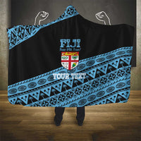Fiji Rugby 2025 Custom Hooded Blanket Fijian Tapa Toso Viti Toso - Black