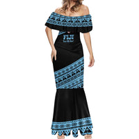 Fiji Rugby 2025 Custom Mermaid Dress Fijian Tapa Toso Viti Toso - Black