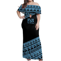 Fiji Rugby 2025 Custom Off Shoulder Maxi Dress Fijian Tapa Toso Viti Toso - Black LT14 Women Black - Polynesian Pride