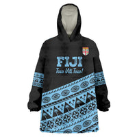 Fiji Rugby 2025 Custom Wearable Blanket Hoodie Fijian Tapa Toso Viti Toso - Black LT14 One Size Black - Polynesian Pride
