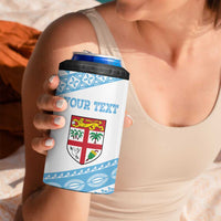 Fiji Rugby 2025 Custom 4 in 1 Can Cooler Tumbler Fijian Tapa Toso Viti Toso - White LT14 - Polynesian Pride