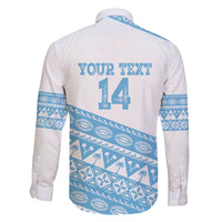 Fiji Rugby 2025 Custom Family Matching Off The Shoulder Long Sleeve Dress and Hawaiian Shirt Fijian Tapa Toso Viti Toso - White