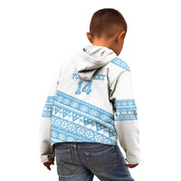 Fiji Rugby 2025 Custom Kid Hoodie Fijian Tapa Toso Viti Toso - White
